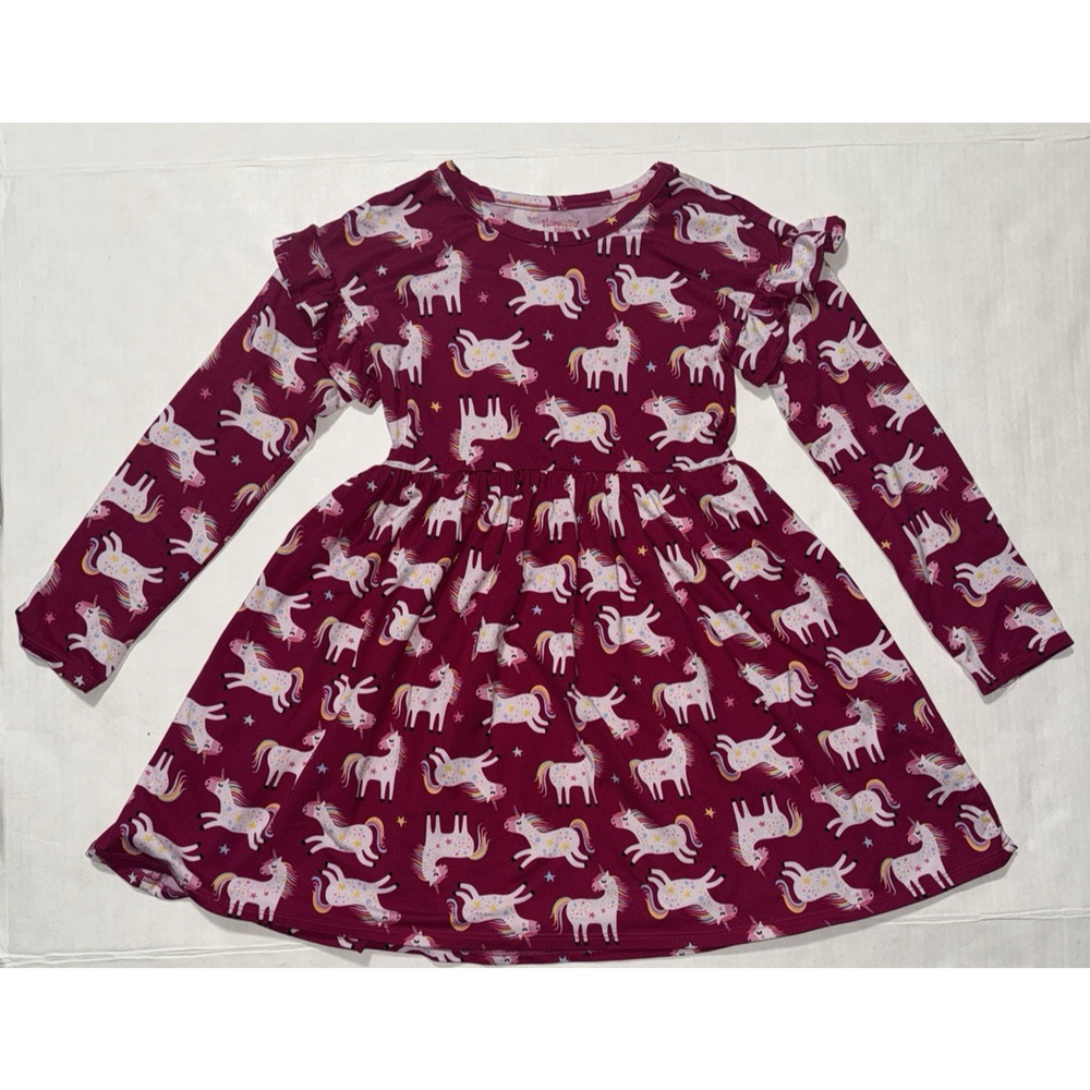 Nannette Kids Girls 6X Dress Unicorn Stars Everyday Casual Playwear Fall School